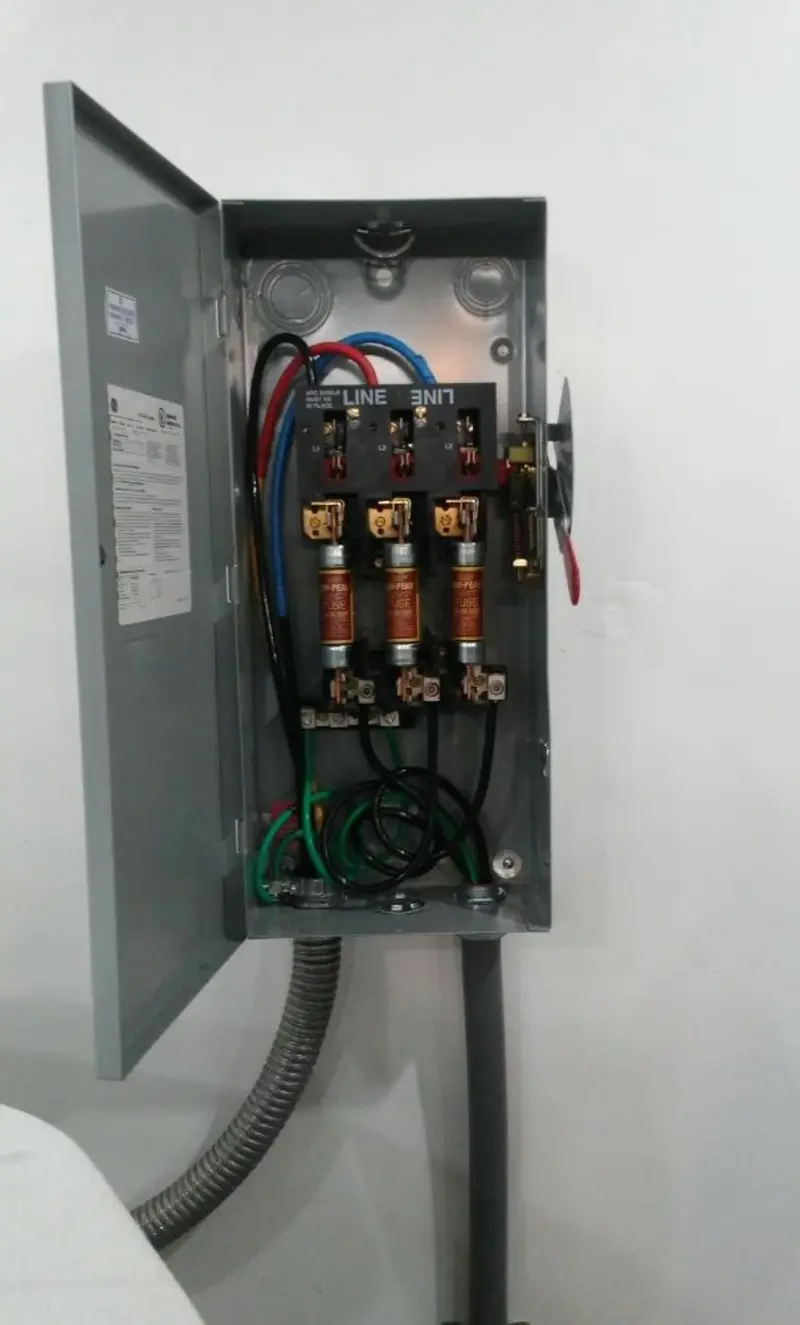 Three-phase disconnect switch installed for Electrical Wiring & Rewiring in Rockfish